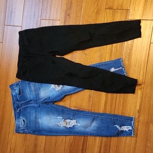 2 pair YMI pull-on boutique distressed jeans, junior medium (5/7)